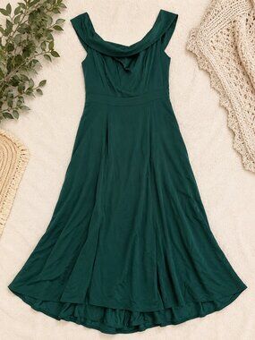 Kleinfeld Emerald Green Off Shoulder Formal Gown Evening Dress Size 18